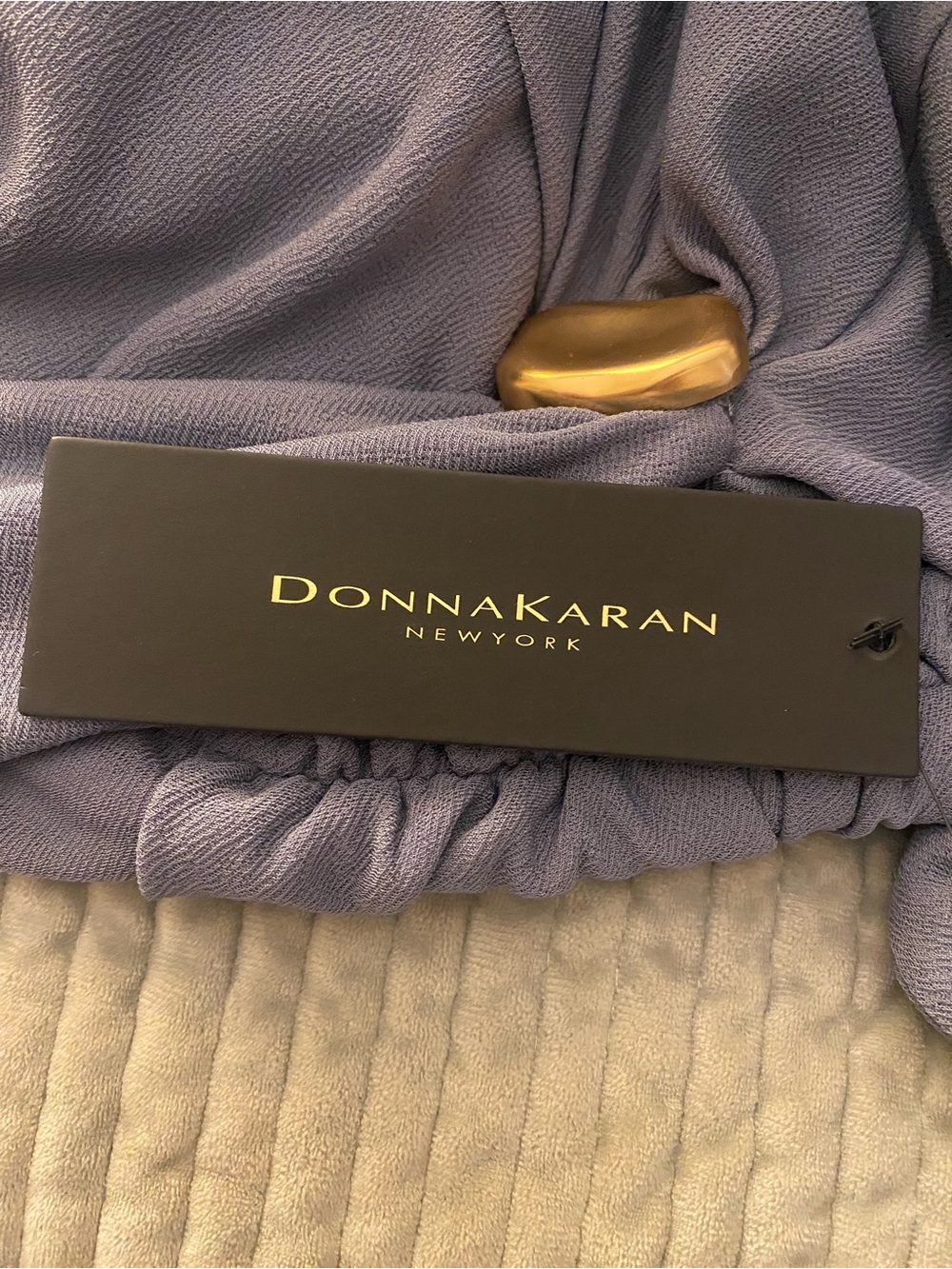 Donna Karan Gray High-Neck Draped Midi Dress - Picture 4 of 5